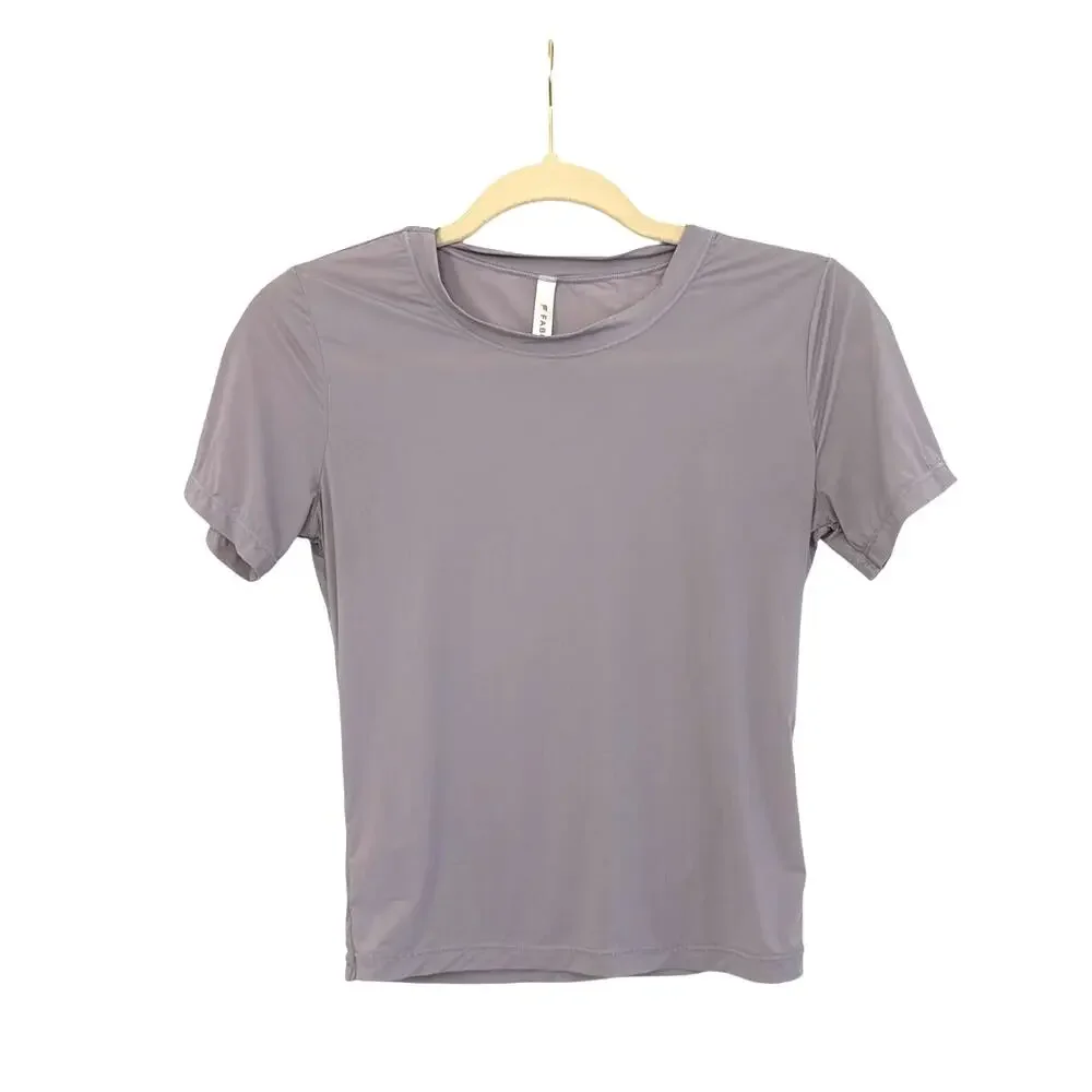 Fabletics Shirt Purple Athletic Short Sleeve Crop Top Size Women's Small